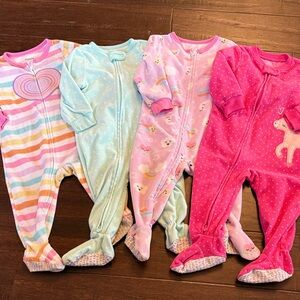 4 12 Mo Colorful Kids One Piece Fleece Pajama Sets